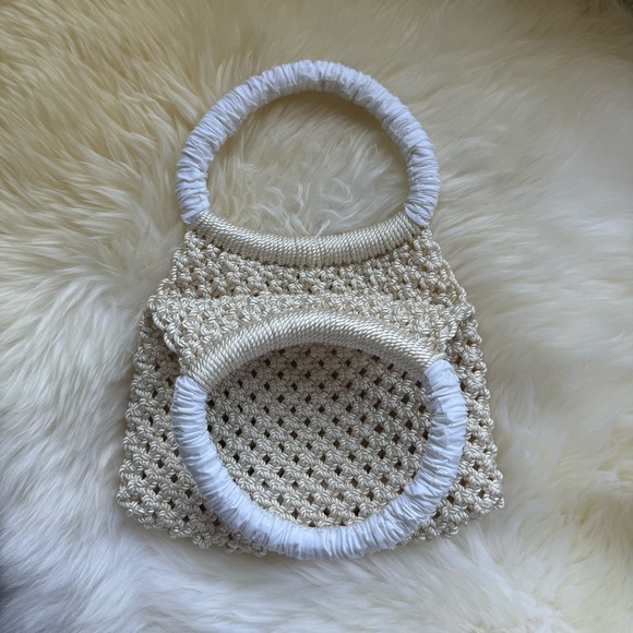 NWT Merlette Maris Crochet Macrame White Handle Mini Bag Purse - Picture 3 of 13